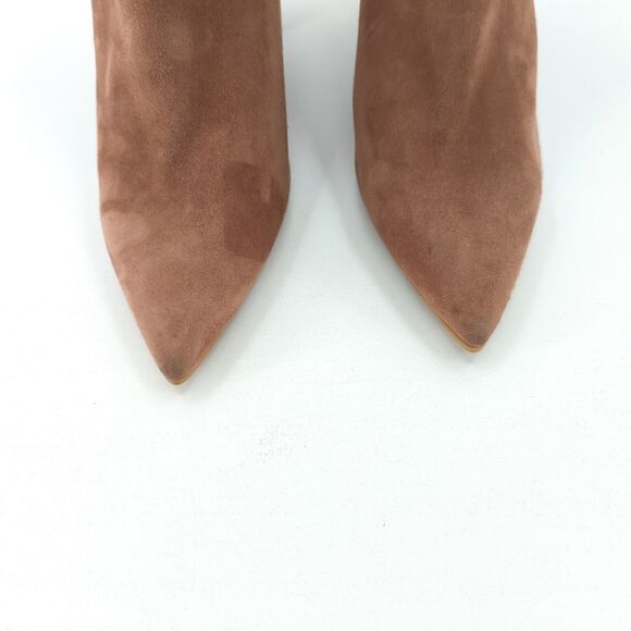 Stuart Weitzman Women 10 Gardiner Booties Boots Brown Suede Tie Pointed NEW FLAW - Picture 5 of 13